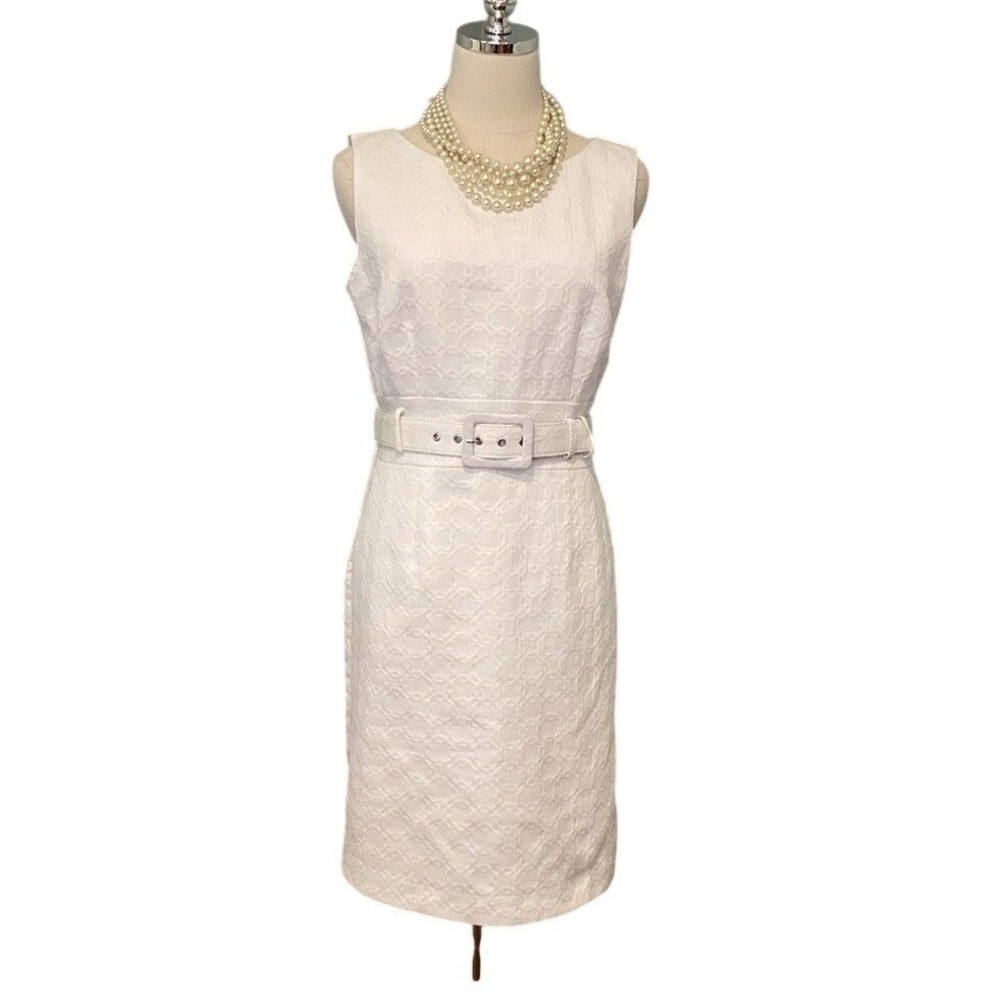 Banana Republic White Sleeveless Lace Midi Dress with Belt - Picture 1 of 5